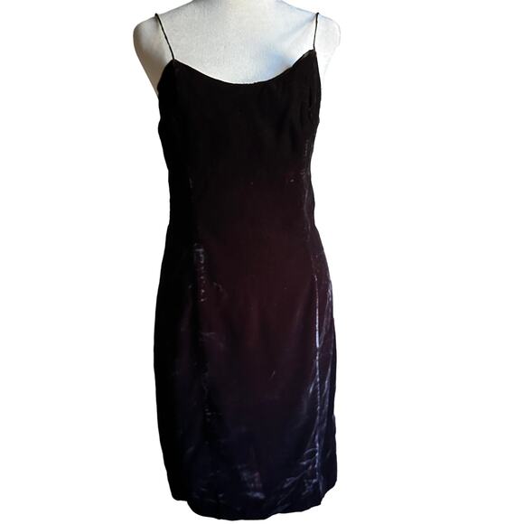80s VINTAGE | Black Velvet Spaghetti Strap Mini Dress | Size 9/10 (Size Medium) - Picture 1 of 10